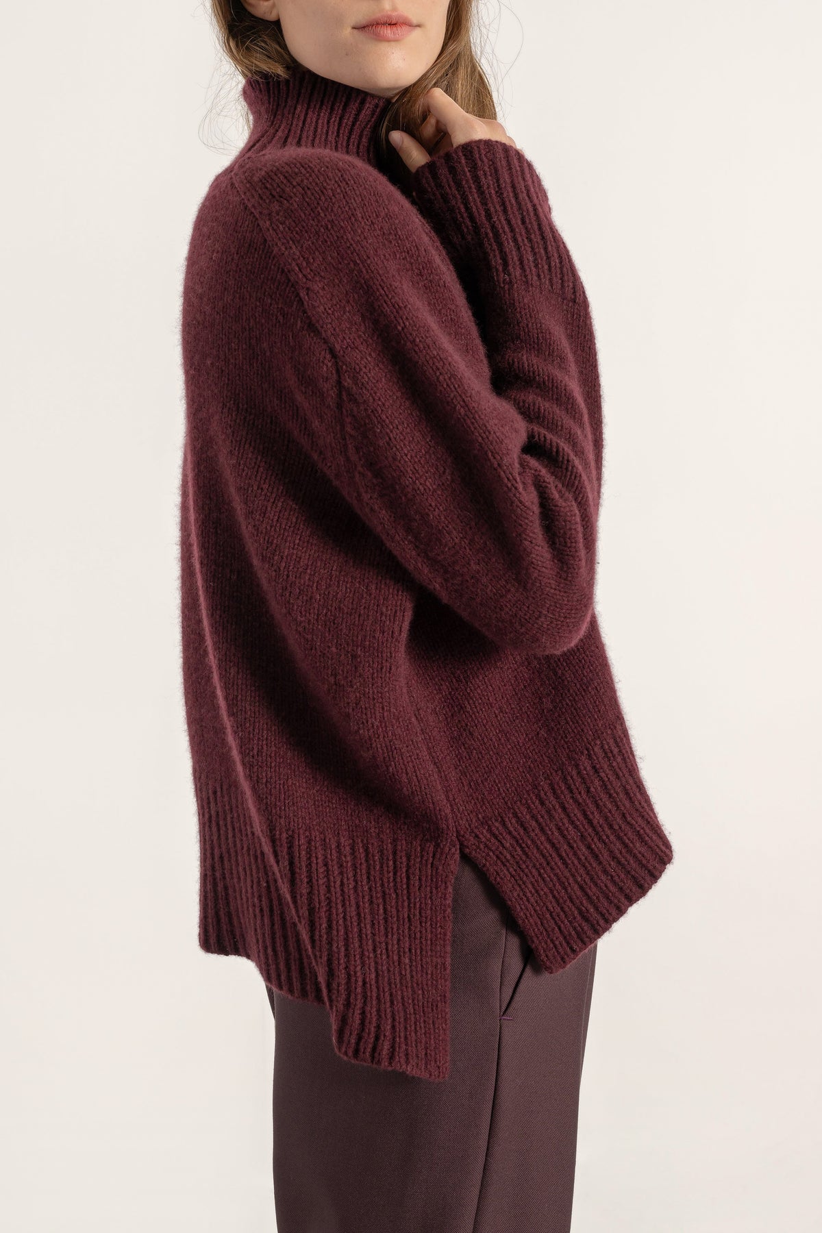 Pull Leo en laine et cachemire bordeaux | Mardi Editions