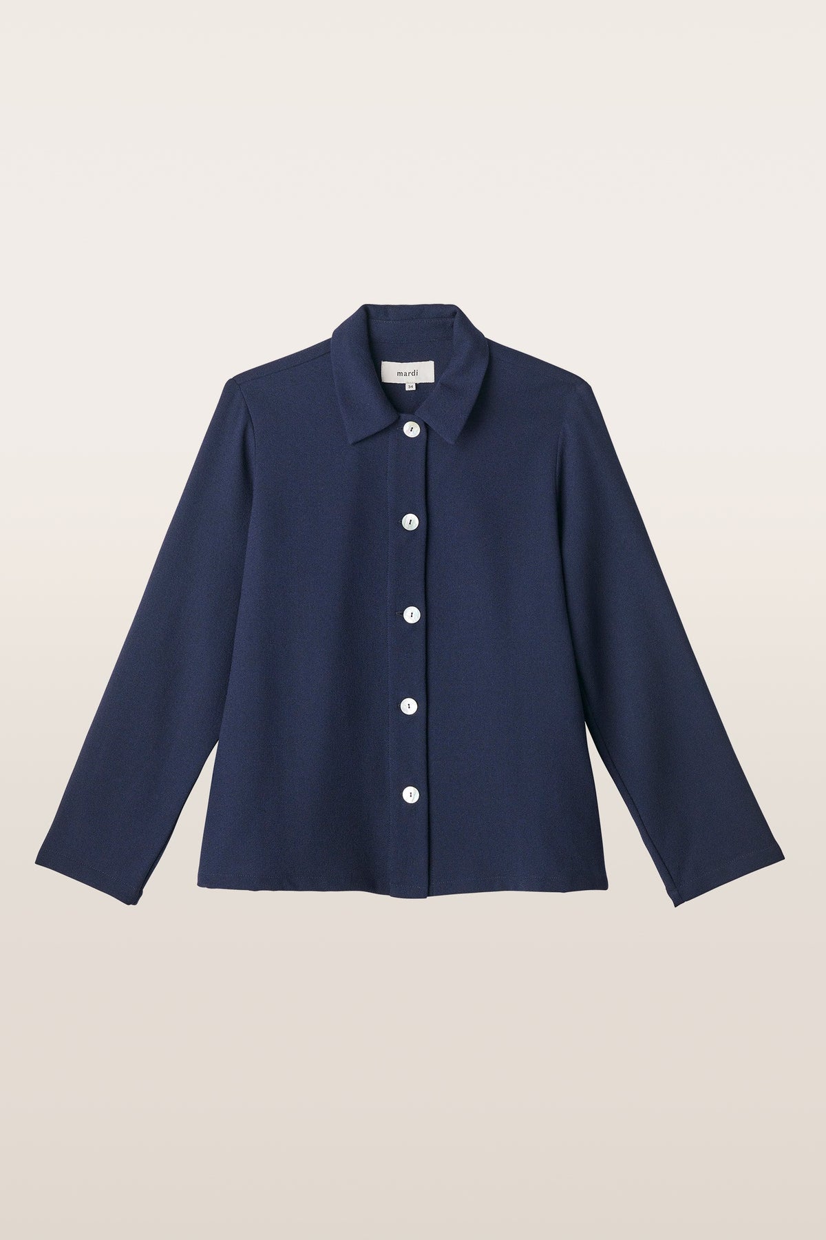 Blouse Olive en crêpe de laine bleu marine | Mardi Editions