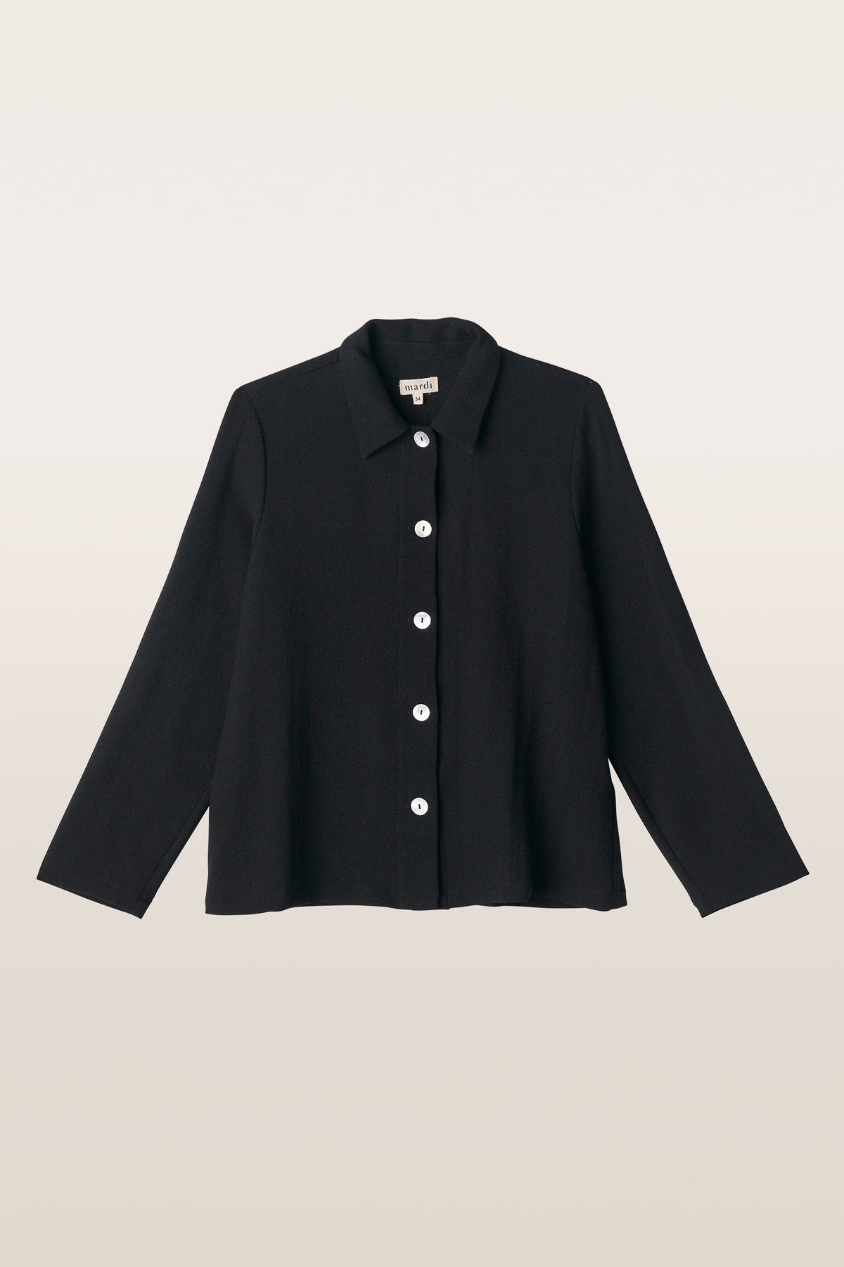 Blouse Olive en crêpe de laine noir | Mardi Editions