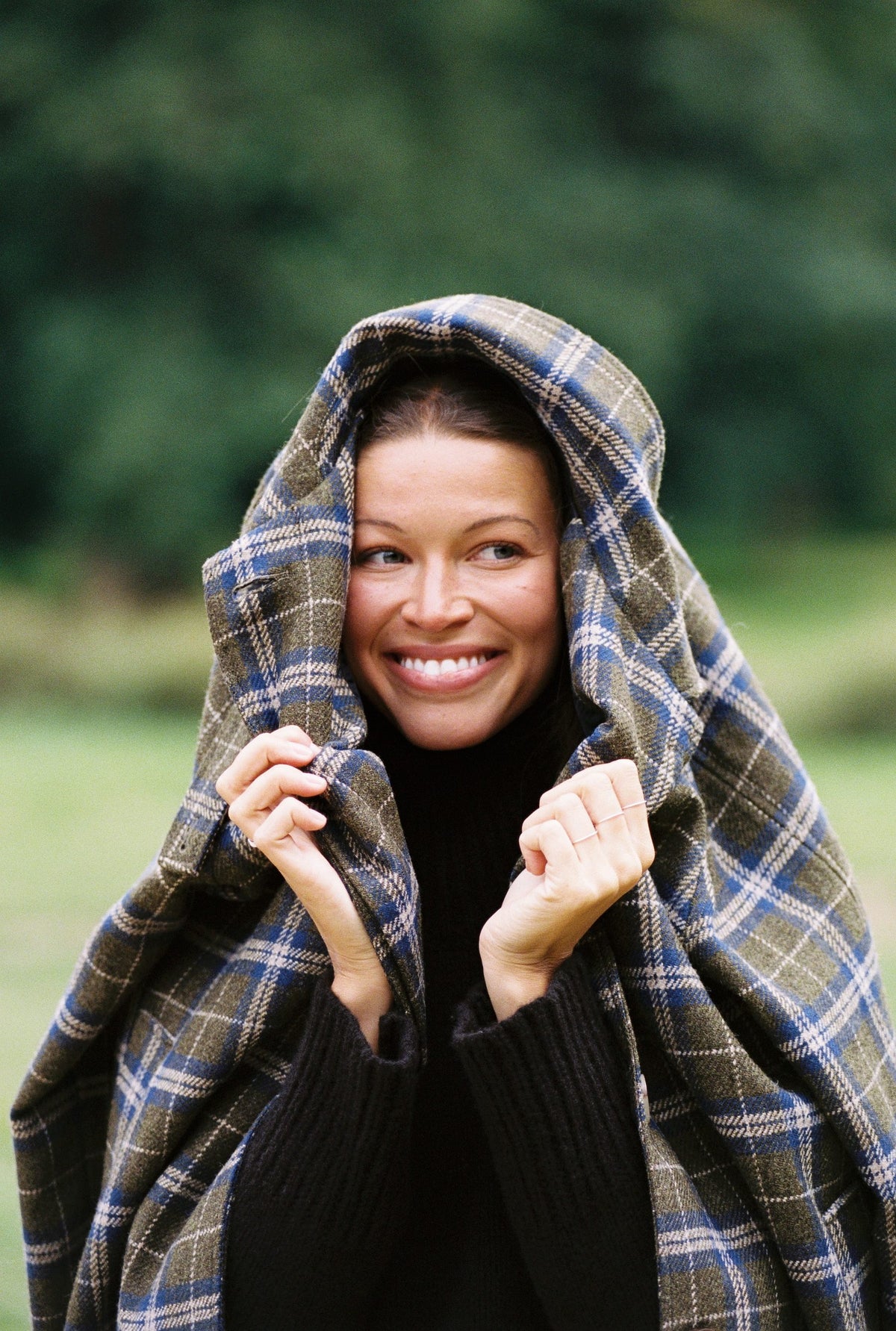 Manteau Paula check, hood up