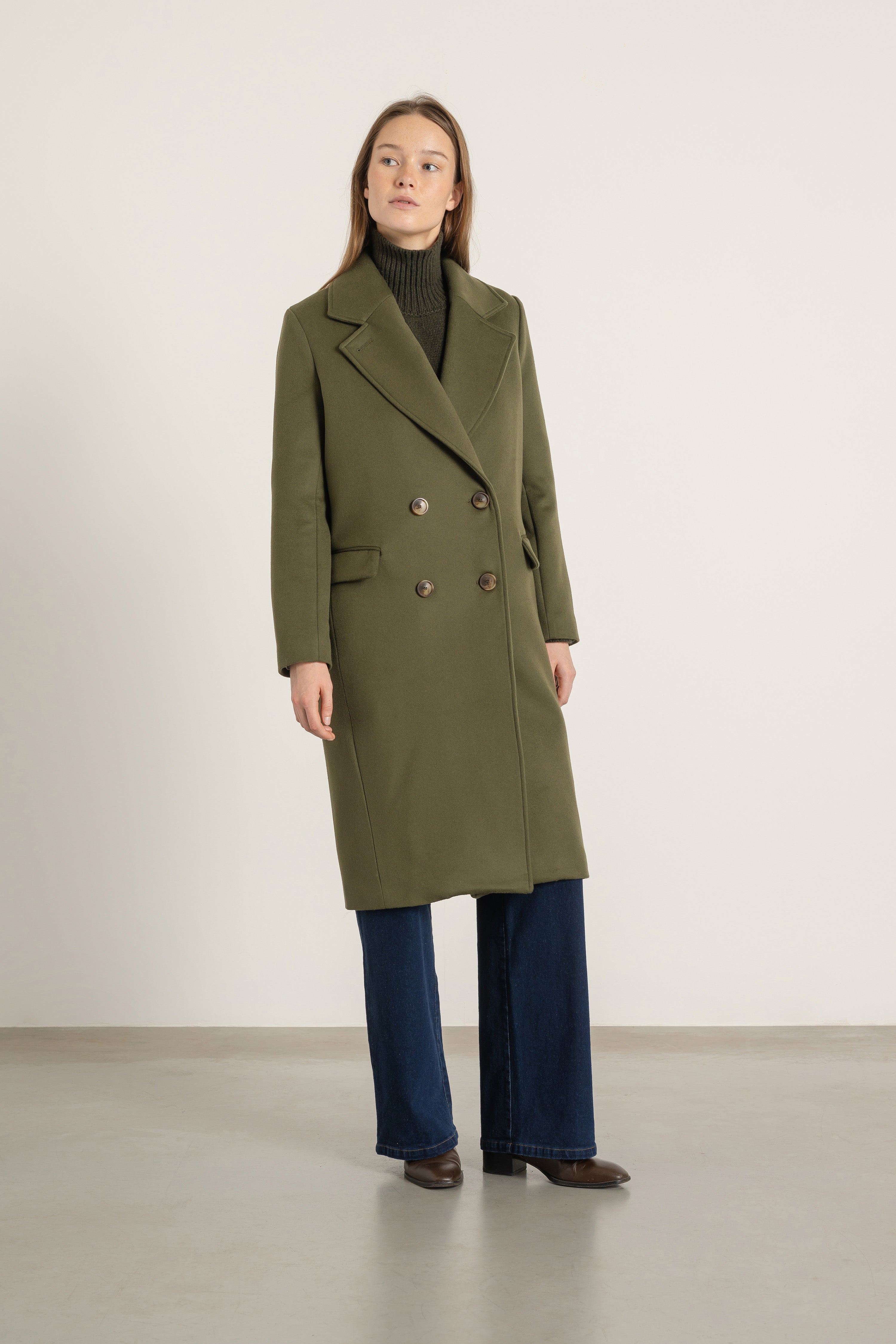 Manteau Claire en laine kaki | Mardi Editions