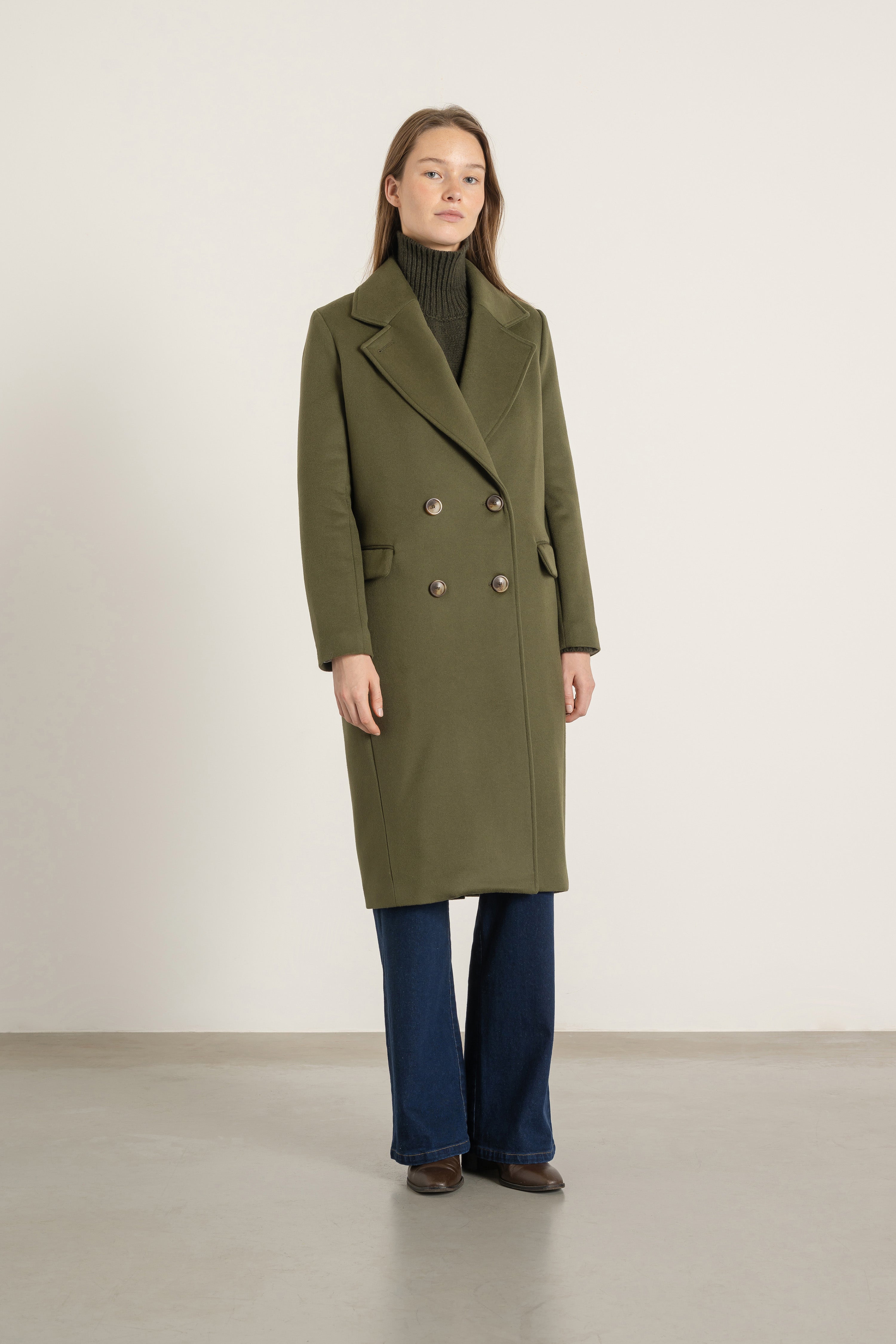 Manteau Claire en laine kaki | Mardi Editions