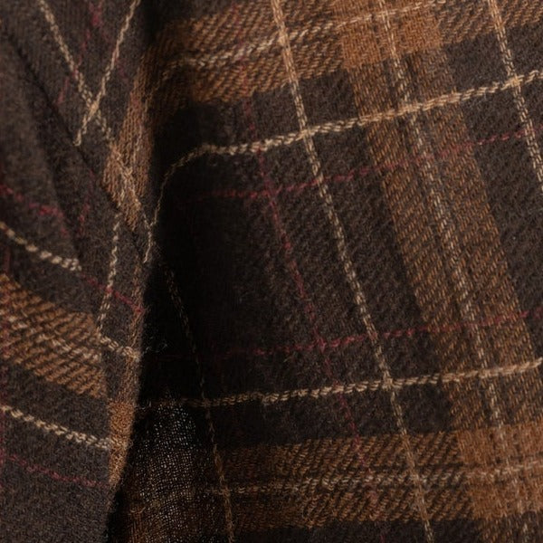 Détail tissu à carreaux marron et caramel, Chemise Victoria Mardi